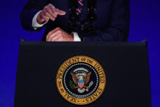 U.S. President Joe Biden delivers a speech to mark the third anniversary of the January 6, 2021 attack on the U.S. Capitol at a campaign event at Montgomery County Community College, in Blue Bell, near Valley Forge, Pennsylvania, U.S., January 5, 2024.   REUTERS/Eduardo Munoz